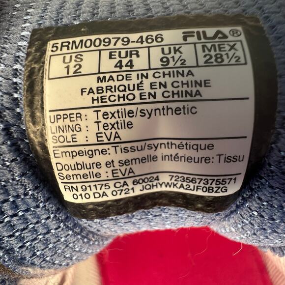 FILA Speedstride Women's Sz 12 Memory Foam Blue Athletic Running Shoes Sneakers - Picture 12 of 13